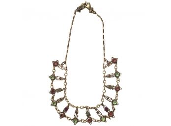 Mary Demarco Necklace With Red And Green Gemstones