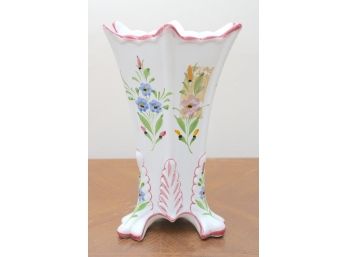 Hand Painted Floral Vase Made In Portugal