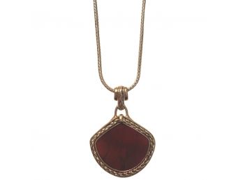 Monet Gold Tone Necklace With Red Gemstone