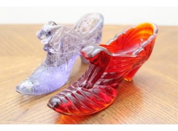 Pair Of Stained Glass Decorative Shoes