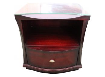 Single Drawer Rosewood Night Stand With Removable Glass Top
