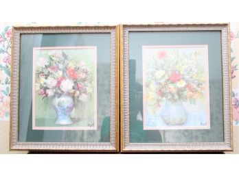 Pair Of Floral Prints Framed