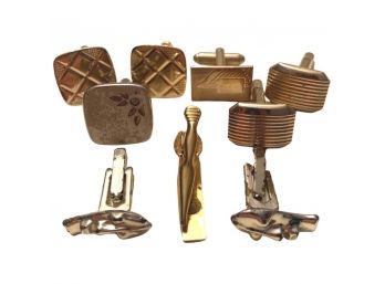 Cuff Links And Tie Clip Set