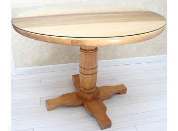 Round Glass Top Pedestal Dining Room Table