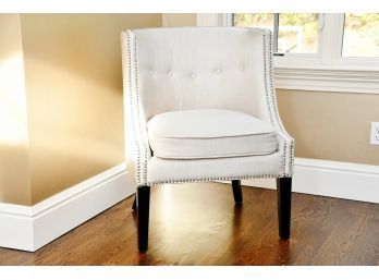 Grey Linen Nailhead Chair