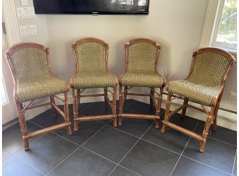 Set Of Four Bamboo & Rattan Dining Chairs
