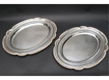 Pair Of Sheffield Silver Played Trays
