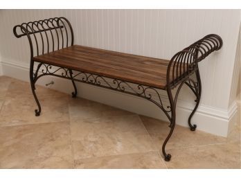 Wrought Aluminum Brielle Bench With Faux Wood Seat