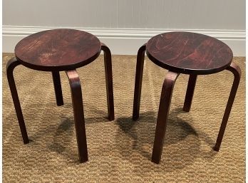 Pair Of Bentwood Walnut Side Tables