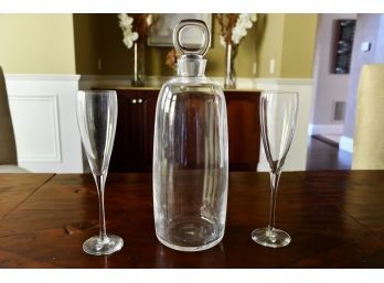 Orrefors Decanter With 2 Glasses