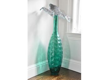 Blue Glass Floor Vase