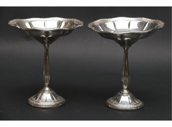 Pair Of Weighted Sterling Compote Pedestal Dishes