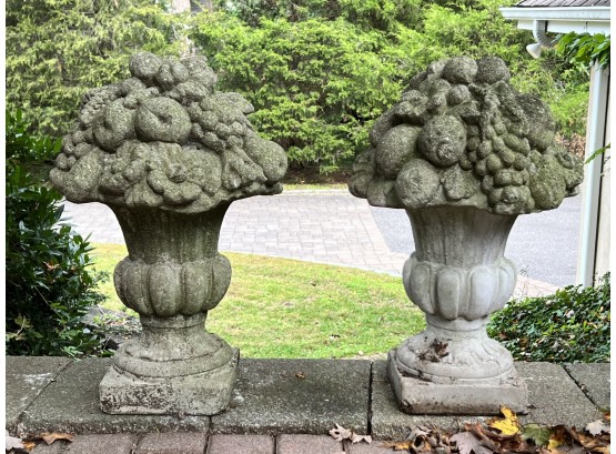 Cast Cement Fruit Laiden Statues