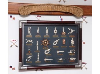 Sailor Knot Shadow Box Including 'Welcome Aboard' Wall Sign
