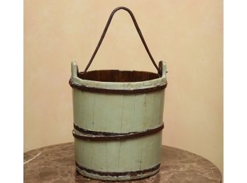 Vintage Hand Painted Wooden Bucket