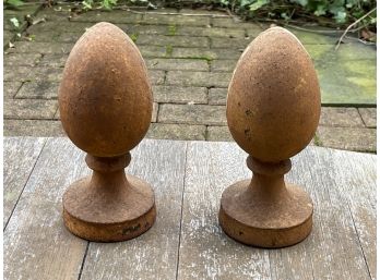 Pair Of Cast Iron Acorn Finials