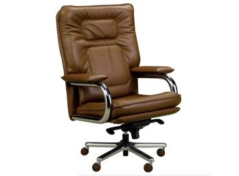 'Super Big' By Guido Faleschini For Mariani Brown Leather Executive Desk Chair Made In Italy