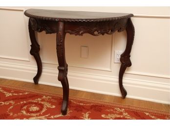 Carved Cabriole Leg Low Demilune Table