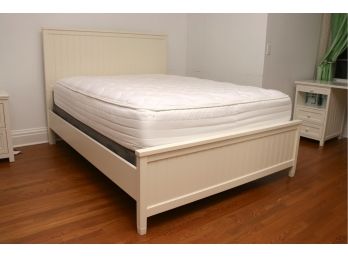 White Panel Queen Bed Frame With Kingsdown BodyBlend Mattress Like New Condition