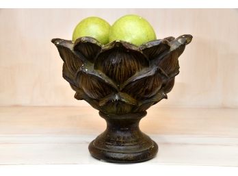 Wooden Bowl Of Faux Apples