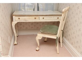Shabby Chic Clawfoot Desk With Matching Chair