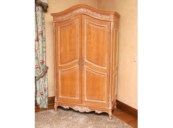 French Carved Storage Armoire Cabinet