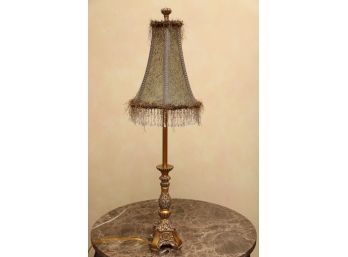 Petite Table Lamp With Frilled Beaded Shade
