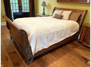 Century Furniture Mahogany Sleigh Bed With Metal Accents