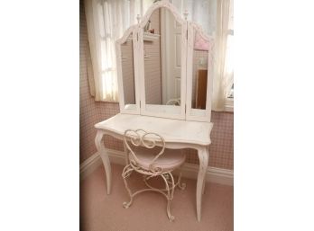 Hand Painted Vanity Desk With Stool