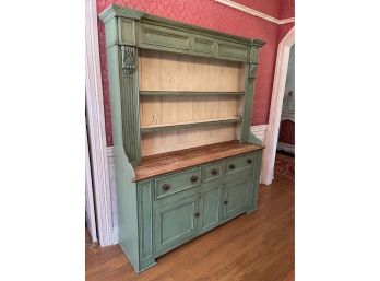 Gorgeous Green Hand Painted Storage Hutch Sideboard