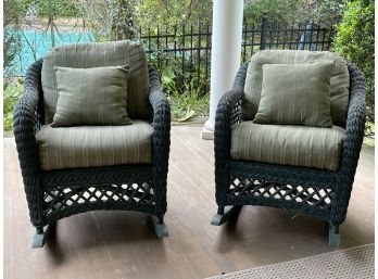 Pair Of Weathered Wicker Rocking Chairs