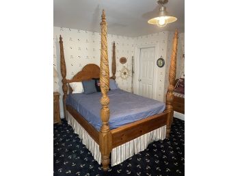Queen Sized Carved Four Poster Bed