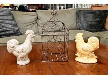 2 Roosters And A Bird Cage