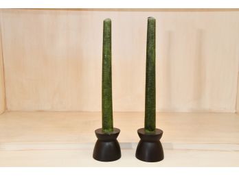 Pair Wood Candlesticks