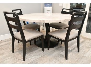 Stone Top Tulip Base Dining Table With 4 Chairs