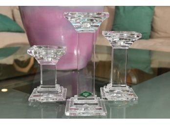 Trio Of Shannon Crystal Candle Pedestals