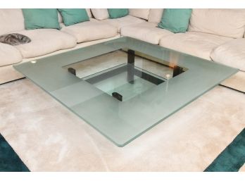 Post Modern Frosted And Clear Glass Coffee Table