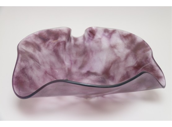 Large Free Form Purple Art Glass Bowl Artist Signed