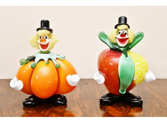 2 Murano Glass Clowns