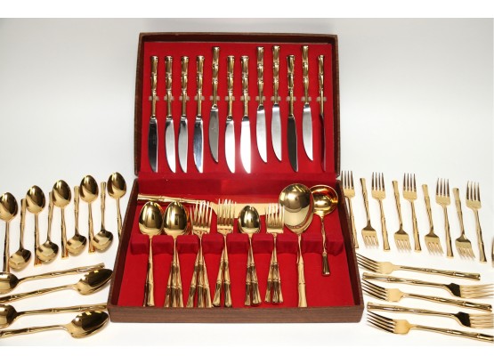 Oxford Hall Gold Plated Flatware Set 64 Pieces Total
