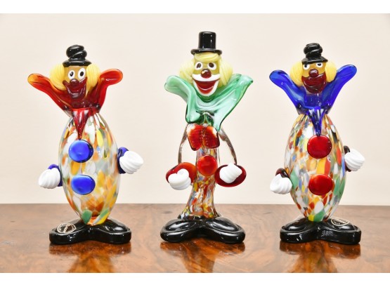 3 Murano Glass Clowns