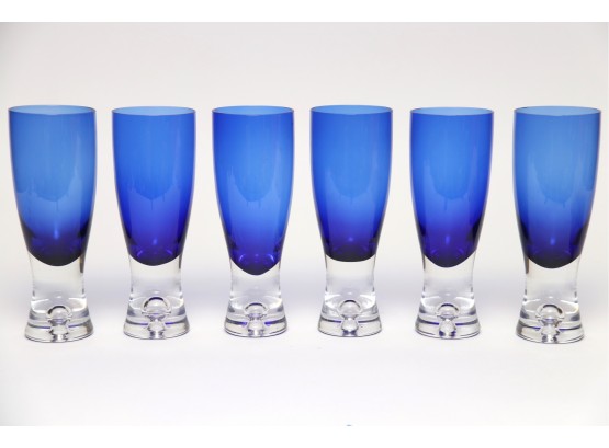 Krosno Cobalt Blue Crystal Pilsner Glasses Set Of 6