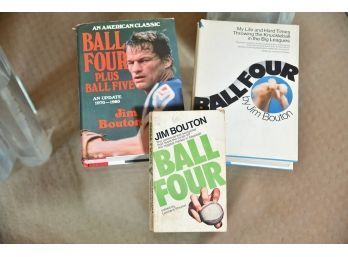 3 Signed Books Jim Bouton Baseball Theme