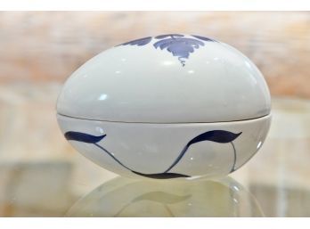 Este Made In Italy Blue Covered Egg Shaped Box