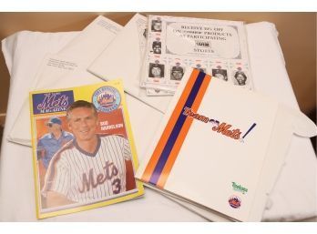 Collection Of Mets Commemorative Merchandise And Magazine