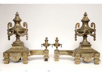 A Pair Of Louis XVI Style Gilt Bronze Urn-Form Chenets