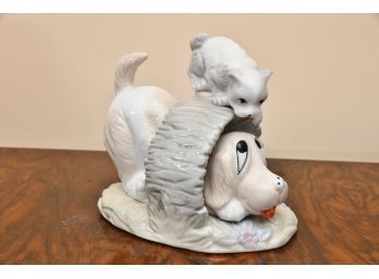 Dog And Cat Porcelain Sculpture