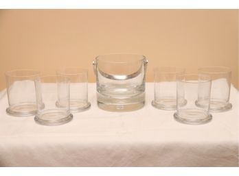 Kosta Boda Ice Bucket With 6 Drinking Glasses