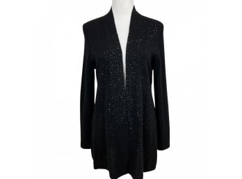 Charter Club Luxury Cashmere Black Open Cardigan With Sequins Size M New With Tags