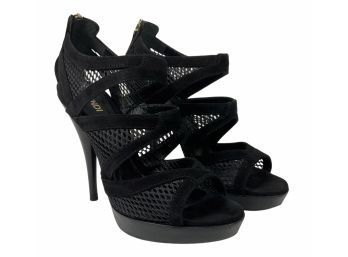 Fendi Black Suede & Mesh Shoes Size 36.5
